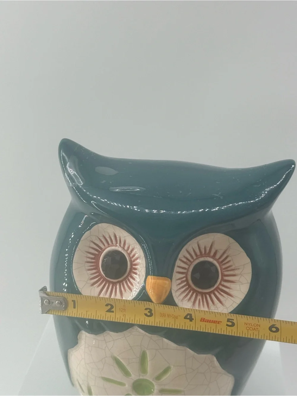 Blue Ceramic Owl Figurine Decorative Accent